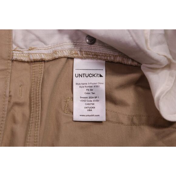Untuckit Khaki Tan 5-Pocket Straight Fit Pants Trousers Chinos 34x28 - Picture 7 of 7